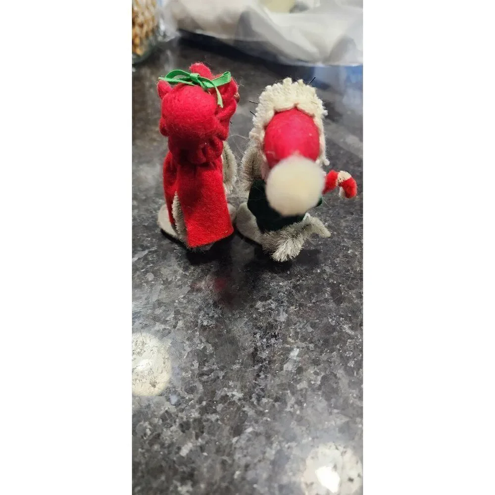 Handmade Vintage Christmas Mice, Set of 2